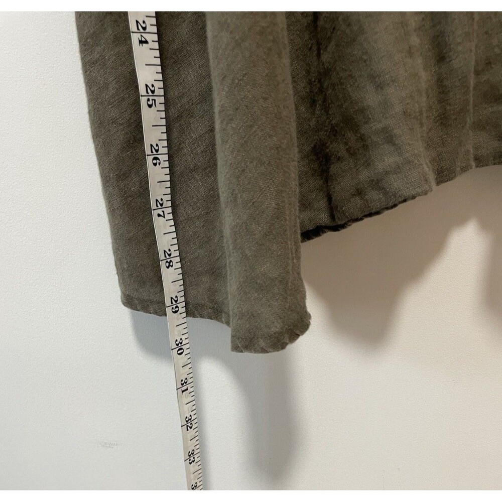 FLAX Women’s Medium Top Green Short Sleeve 100% Linen Lagenlook Hippie Boho - Picture 4 of 7